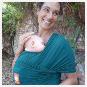 Hana-Baby-Wrap-Carrier-in-Teal Organic Bamboo & Cotton