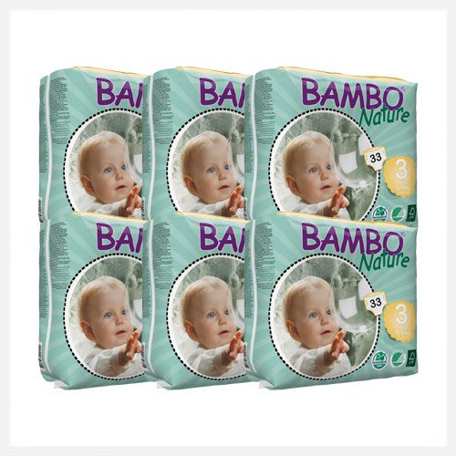 Bambo Nature - Size 3 - Eco Disposable Nappies - Midi 5-9kgs - Bulk Buy (198 nappies)