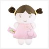Dandelion Organic Plush Pink Baby Doll Rattle Toy Brunette