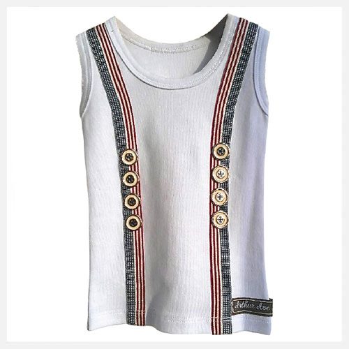 Arthur Ave - Boys Braces Vest - Navy with gold buttons